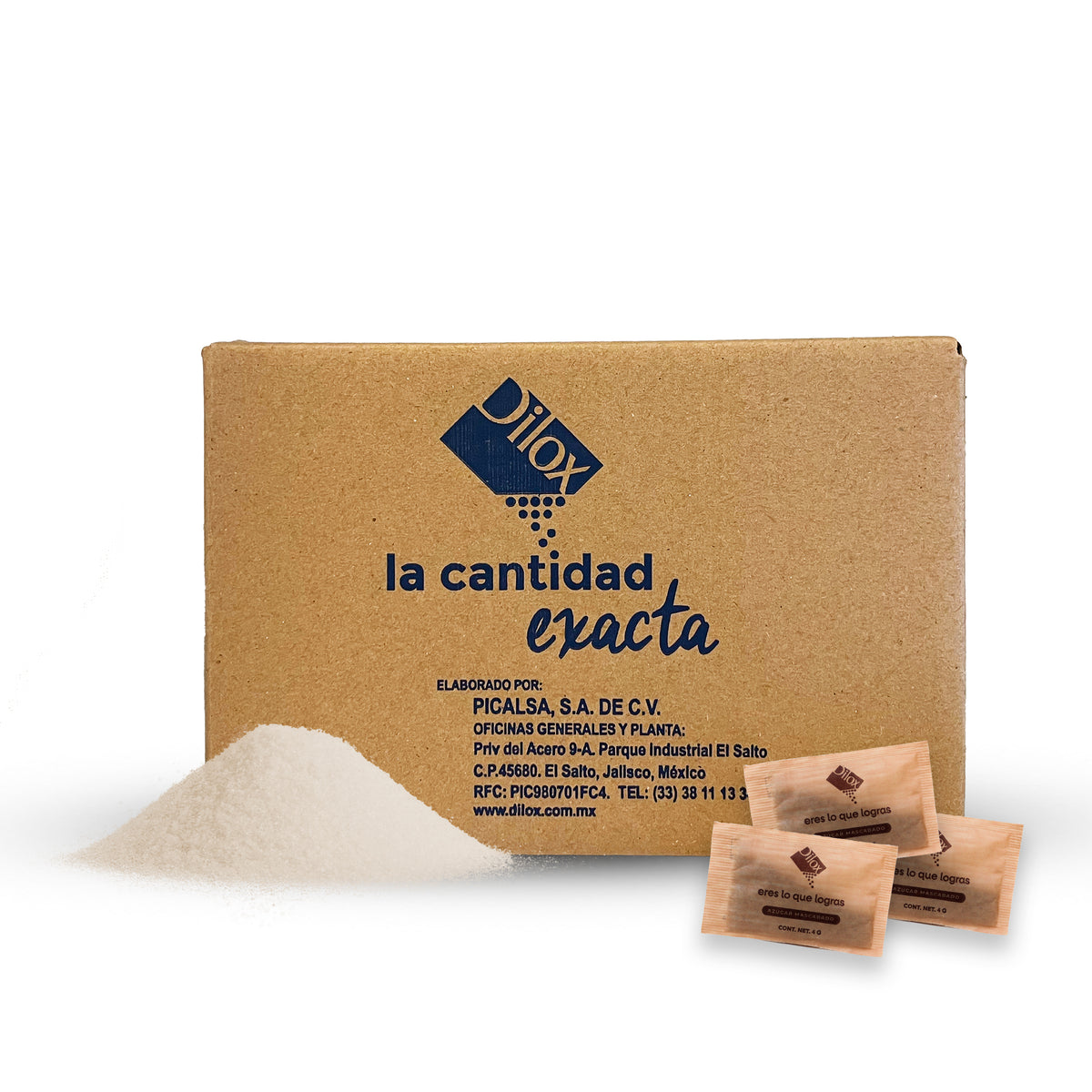 Caja de sobres de azúcar mascabado Dilox